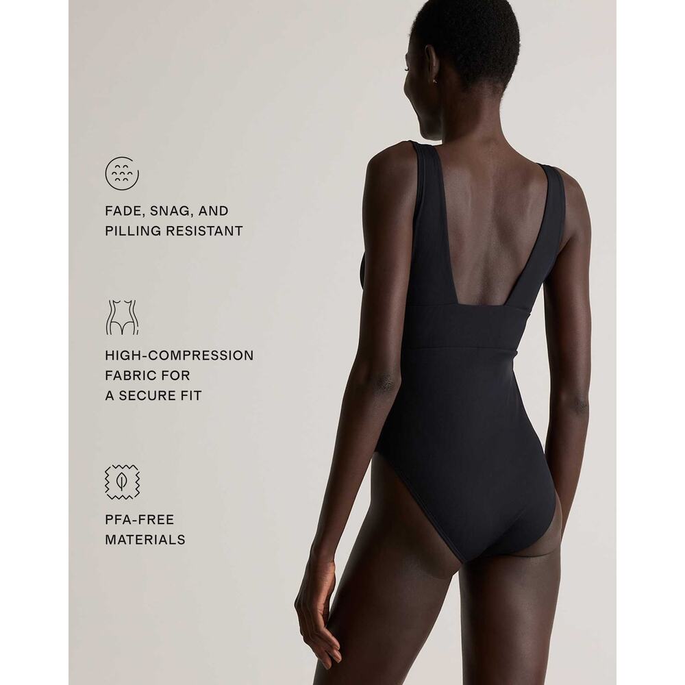 NWT Quince Italian Plunge One-Piece Swimsuit Black M - Picture 4 of 4